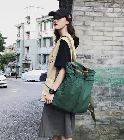 Miniatura 7 de Mochila de lona vintage para mujeres y hombres, bolsa de viaje casual de gran capacidad, de mezclilla, estilo grunge, senderismo, viajes (verde)