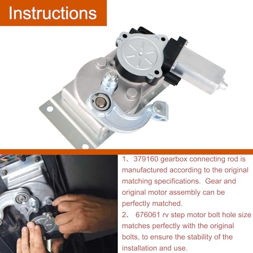 Image of 379160 RV Gear Box Linkage A with 676061 Step Motor Compatible with kwikee Electric Steps 22, 23, 28A, 30, 32, 33, 34, 35, 36, 38 and 40 Series. Replace 379147 379160 366043 1101428 676061 2141001