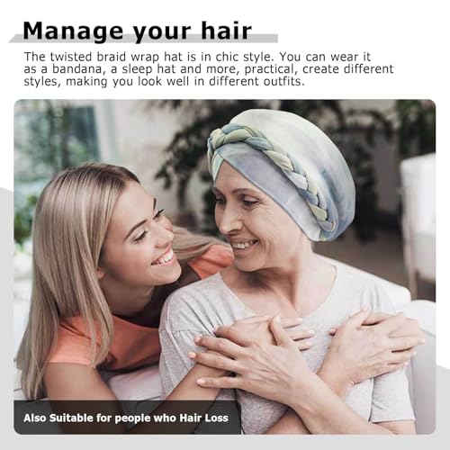 Image of DRESHOW Turban Pre-Tied Twisted Hat Thread African Head Wraps for Black Women Chemo Cancer Cap Braid Hair Cover
