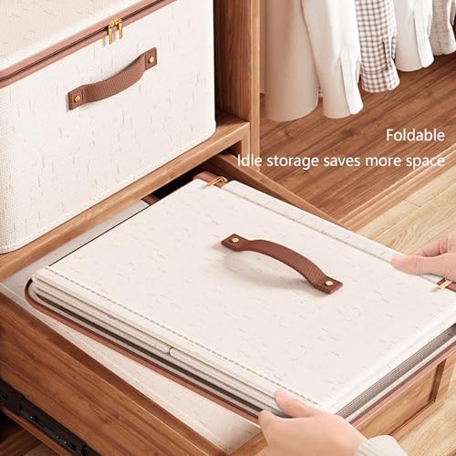 Boîte de rangement pliable haut de gamme en toile de coton avec zip robuste