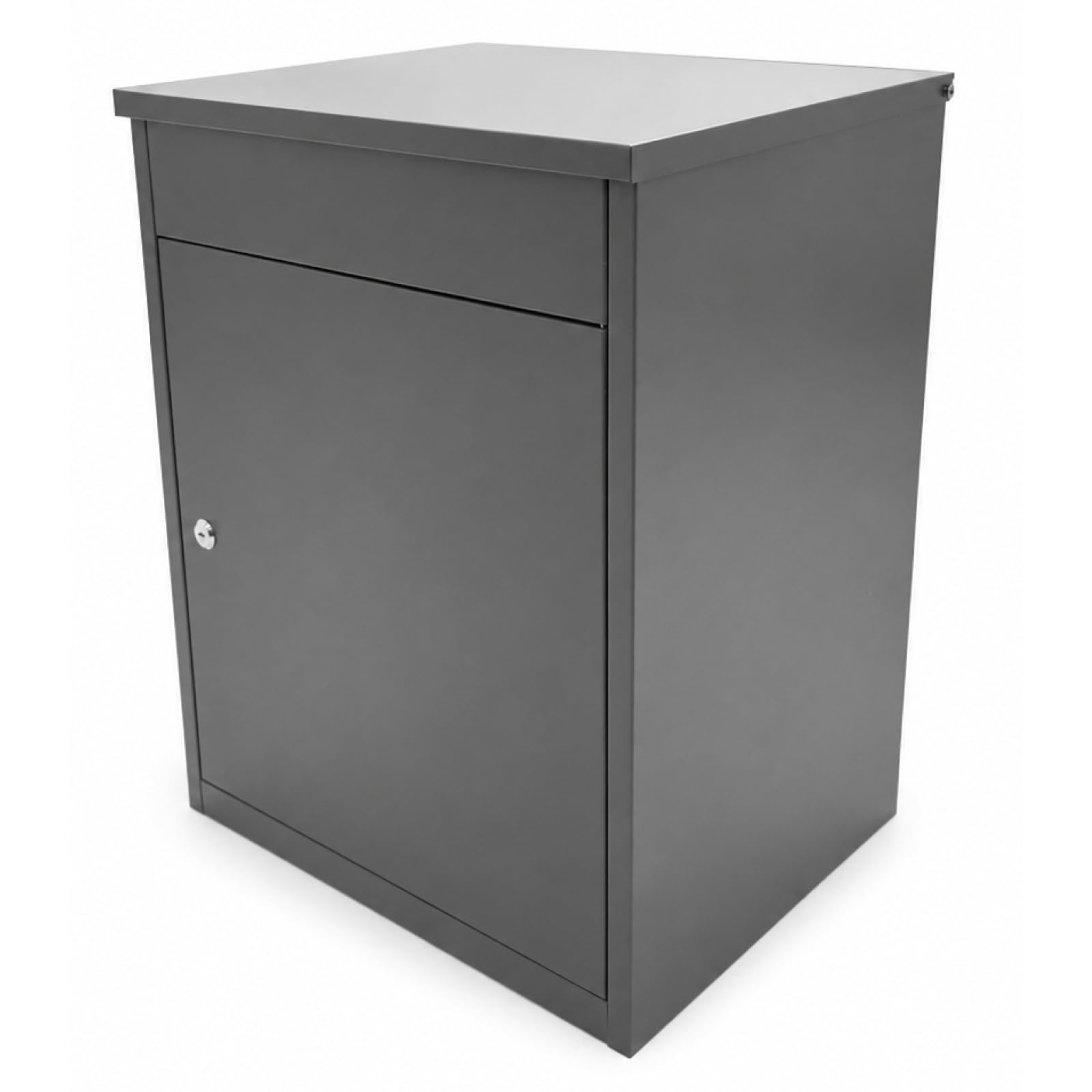 Bituxx Paketbox Größe M 54 × 45 × 35 cm - abschließbarer Paketkasten für kleine Pakete bis 37 × 28 × 15 cm, wetterfest, Soft-Close, 2 Schlüssel, Wand- & Bodenmontage, Anthrazit