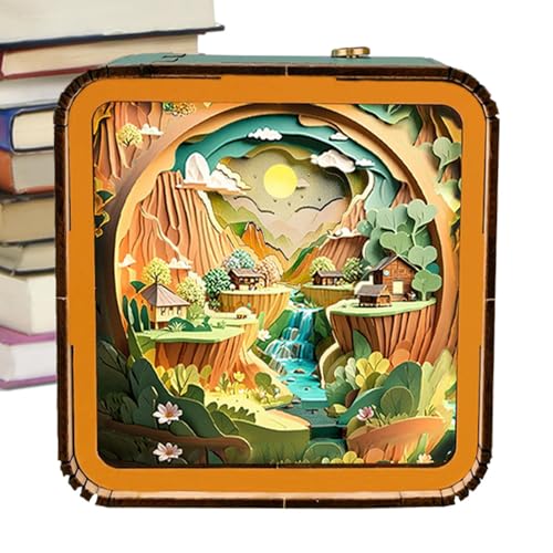 Lampada a puzzle 3D - 9,5 x 9,5 x 5 cm Batteria ricaricabile USB, legno fatto a mano | Luce in legno, arte LED portatile per adulti adolescenti camera da letto creativa decorazione comodino lettura