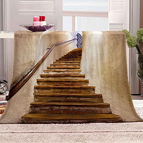 Couverture microfibre douce motif escalier colimaçon haut de gamme - 2