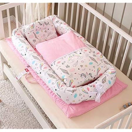Amazon 26 防水シーツ付き ベッドインベッド 枕 掛け布団付き 布団セット 添い寝ベッド ベビー布団 ベビーベッド ベッドガード 掛け布団付き ユニコーン ピンク 布団セット ベビー マタニティ 通販