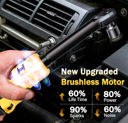 3/8" Cordless Electric Ratchet Wrench Compatible with DeWalt 20V MAX Batteries-5 Adjustable Torque 20/45/60/70/80 FT-LBS,6.6" Extended Reach for Automotive Repair & DIYers (Tool Only) by Abonnylv - Image 5