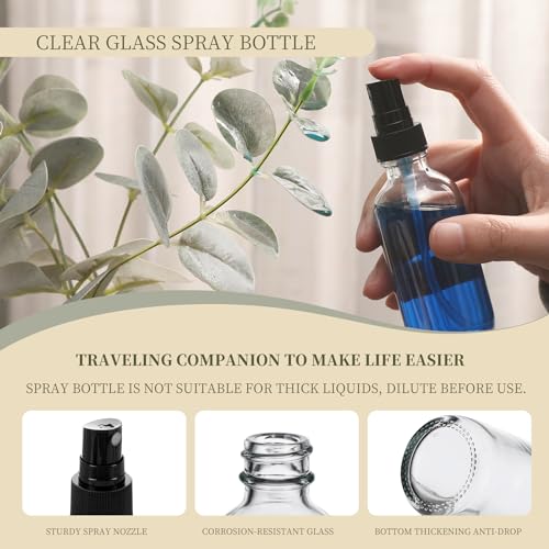 Image of NOOEEISS Green Glass Small Spray Bottles 2 oz 48Packs,Fine Mist Sprayer Pretty Finish,Refillable Containers mini spray bottles for Cleaning Solutions and Skin Care (Green Frosted 48pcs)