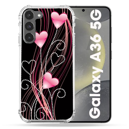Coque Samsung A36 5G Coeur Rose Noir Antichoc