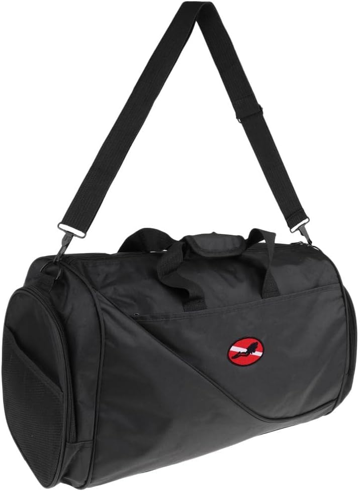 Large Scuba Diving Snorkeling Duffle Bag-Heavy Duty Holdall for Water Sports Equipment. Carry Pack for Flippers, Tube, Mask & Goggles. for Beach, Camping, Travel. Black, Foldable, - Oval Patch, others