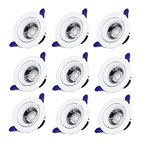 Paquete de 9 focos LED empotrables de Aluminio Grueso, de Alto Brillo, con iluminación Tipo Bote, seleccionables Entre 3 W, 5 W y 10 W.