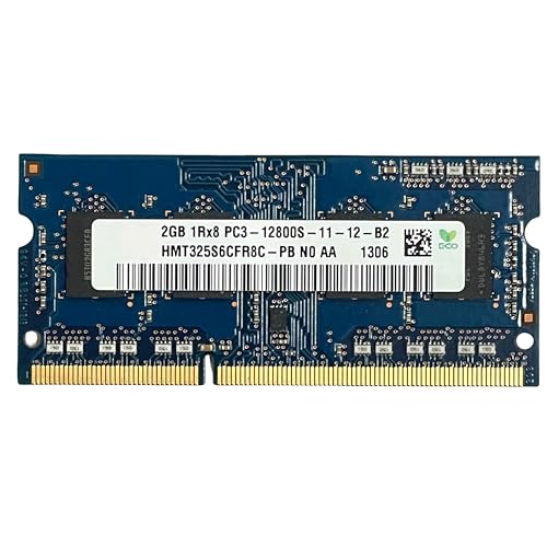 Memoria RAM de 2GB DDR3 SODIMM 1Rx8, 2 GB, 1600 MHz, PC3 12800S, 204 Pines 1.5V para Ordenador computadora Portátil Notebook Laptop RAM2GB1Rx8_12600