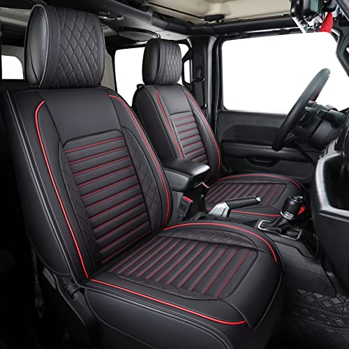 Image of Aierxuan Front Jeep Wrangler JK JL Seat Cover 2 /4 Door, Black-Red