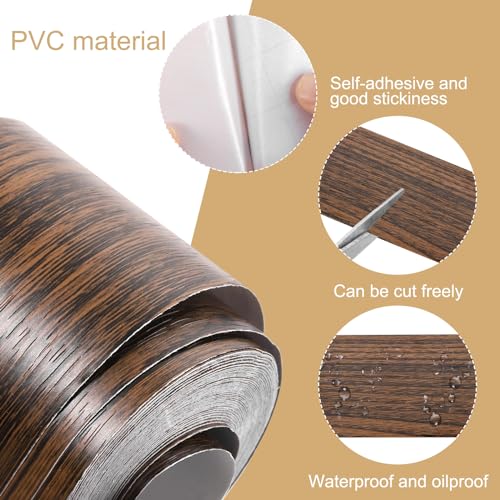 Image of uxcell 1 Roll Wood Grain Tape, 2.36 inch x 49 Ft Realistic Textured Repair Tape Self Adhesive Wood Textured Patch for Floor Wall Door Table Cabinets Desk Furniture Home Decor(Brown)