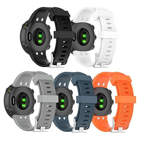 Compatible with Garmin Forerunner 45 Bands Women Men Forerunner 45S Wristband, Silicone Replacement Fitness Strap Watch Band Bracelet for Garmin Forerunner 45 Smartwatch (5Pack)