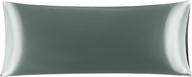 sourcing map Bolster Pillow Cases Soft Silky Satin Body Pillow Cover 4.6ft Long Pillowcase for Body Pillow 20"x56" Grey