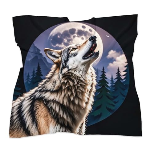 Wolves Silk Like Head Scarf for Women Fashion Silk Hair Wrap, Square Headbands for Sleeping
