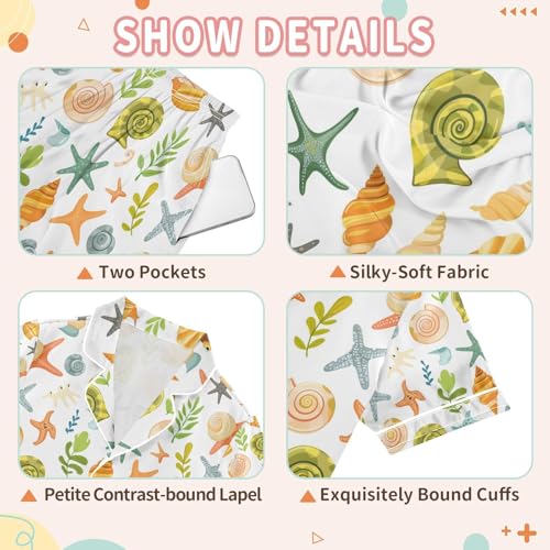 senya Cartoon Starfish Satin Summer Pajama Sets Silk Short Sleeve Button Down Sleepwear3