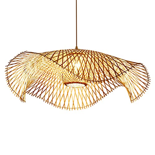 Suspension bambou tissé main contre lumière agressive lustre rotin E27