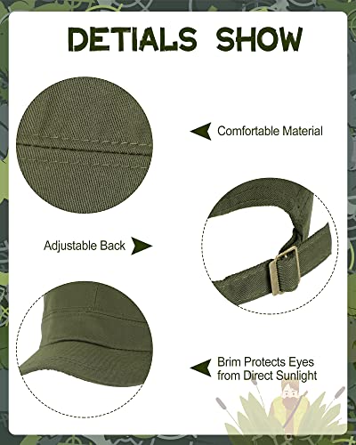 Image of Foaincore 8 Pcs Army Hats for Men Cadet Military Style Caps Cadet Hat Adjustable Unisex Washed Cotton Hats for Men Women Classic