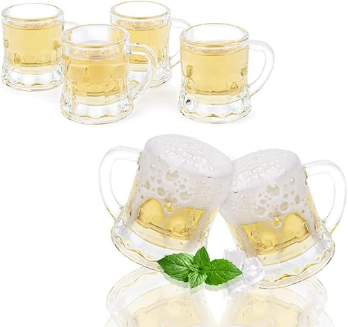 Miniatura 2 de Mini vasos de chupito de cerveza con asas para fiesta, 2.16 pulgadas de alto, 2 onzas (6, vaso)