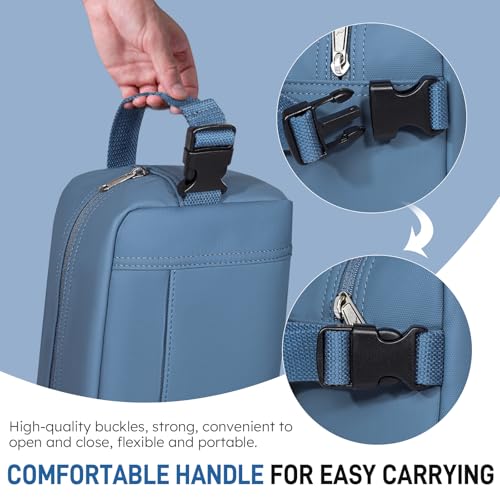 NOL Natural Organic Lifestyle Nylon Waterproof Makeup Bag Lightweight Travel Toiletry Bag for Adults, Reusable, Zip Closure with Buckle Handle, Snack Bag, Travel Cosmetic Bag, Dusty blue3