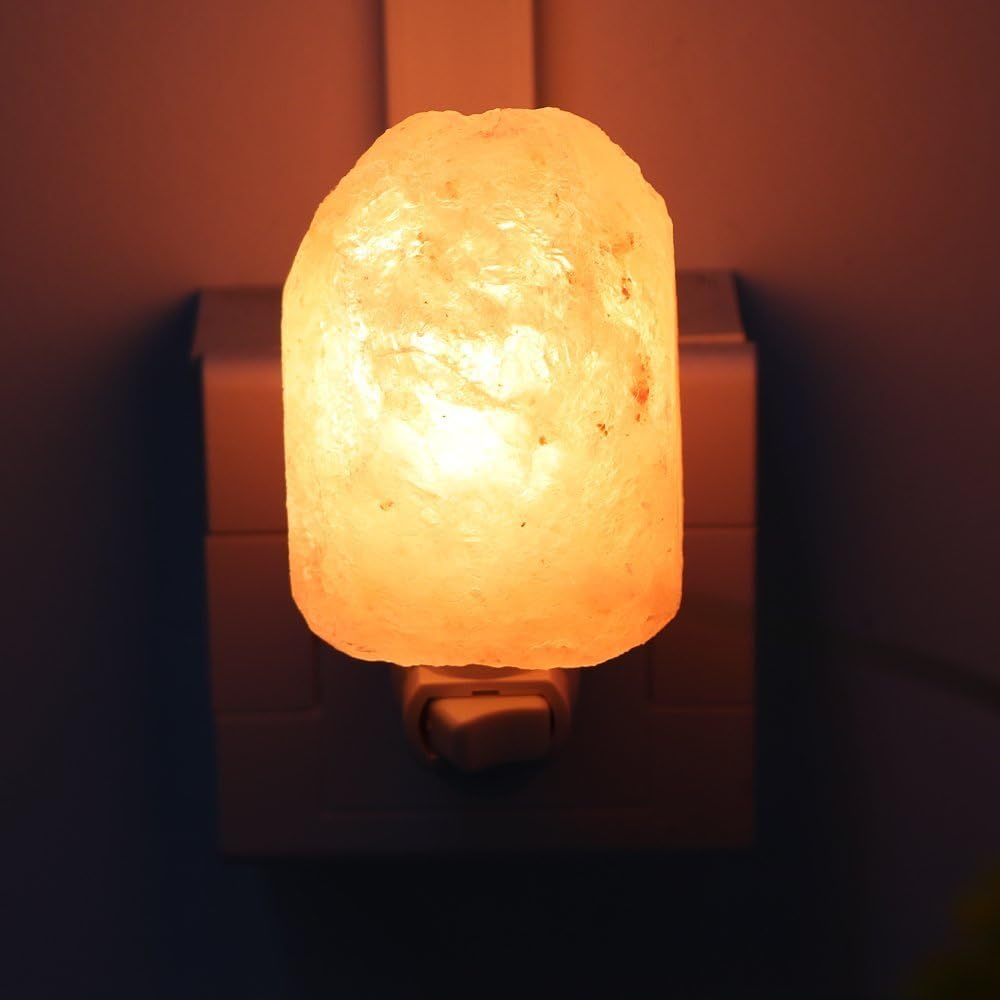 Salt Lamp,Natural Himalayan Crystal Rock Salt Light, Mini Hand Carved Night Light with UL-Approved Wall Plug and Multi Color LED Changing Bulb for Home, Bedroom, Air Purifying Natural