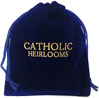 Vista 5 de Catholic Heirlooms Virgen María Nuestra Señora de las Gracias Cuentas de Rosario de Piedra de Lapislázuli Azul y Nácar Collar de Rosario Católico