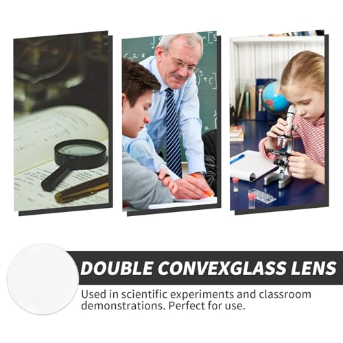 Image of 3pcs 31mm Diameter Double Convex Lens, Glass Optically Polished Concave Mirror Round Edges Double Optical Lens for Physics Experiment, Kaleidoscope,Telescope