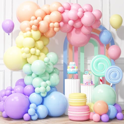 Pastel Rainbow Balloons Arch Garland Kit, Macaron Balloon Arch Kit,18/12/5 In Pastel Spring Balloon Arch for Unicorn Themed Party,Spring Birthday Party, Baby Shower, Wedding Supplies