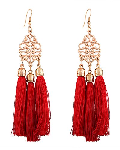 Image of Young & Forever Gift Boho Carnival Sea Island Long Tassel Earrings Handmade Beaded Bohemian Women Statement Beads Dangle Earrings Ethnic Jewelry Fringe Earrings
