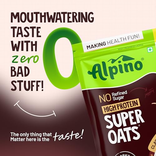 Image of ALPINO 24% High Protein Super Oats Classic Coffee 1kg - Rolled Oats, Natural Peanut Butter, Coffee Extract, Jaggery Powder - 24g Protein, Source of Dietary Fibre & Healthy Fats, No Refined Sugar & Salt