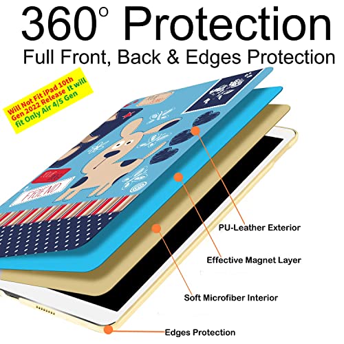 Image of DuraSafe Cases for iPad Air 5th 4th 6th 11th [ Air 11 /6 2024 /5 2022 /4 2020 ] A2588 A2316 MYFQ2HN /A MYFN2HN /A MYFQ2HN /A UltraSlim Printed Smart PU Leather Flip Folio Book Cover - Puppy Friend