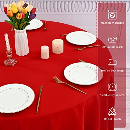 10 Pack Polyester Round Tablecloth 60 Inch Red Table Cloths Water Resistant Polyester Cloth Round Tablecloths Washable Tablecloth For Party,Wedding Reception,Restaurant Banquet,Bbq,Dinner,Gift Table #TOP2