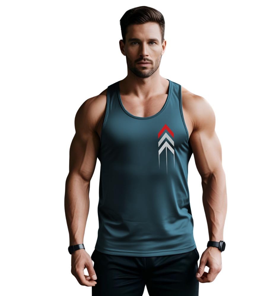 3colors 3Colours RGB Men's Sleeveless Gym Tank Top – Activewear Vest for Workout, Fitness & Leisure | Regular Fit-Arrow LI8 Speed-picture-32