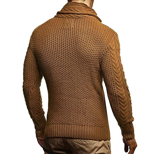 Men's Sports and Leisure Soft Knitted Men's Vintage Shawl Collar Pullover Casual Long Sleeve Knitted Sweater Soft Touch (Color : B, Size : X-Large)3
