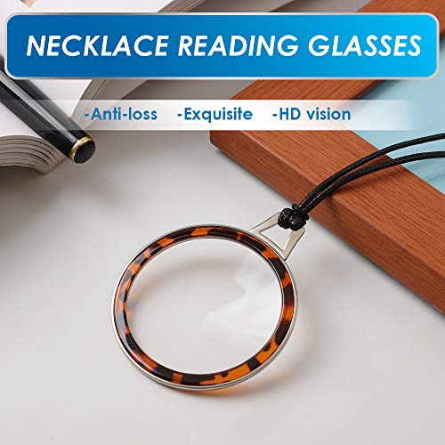 TERAISE Necklace Reading Glasses Novel Pendant Readers Lightweight Portable Anti-loss Reading Glasses with Exquisite Metal Case for Women and Men(Leopard-1.5X) - Image 2