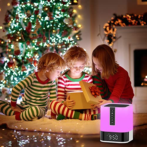 Night Light Bluetooth Speaker Alarm Clock, Upgraded Touch Bedside Lamp For Bedroom, Dimmable Warm Light, 48 Rgb Color Changing, Sound Machine With White Noise, Best Gifts For Teenage Boys Girls #TOP6
