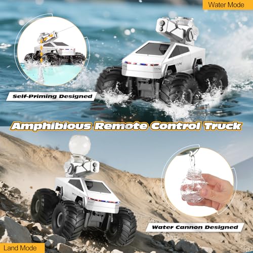 Cybertruck RC Car, 1:16 Cyber Truck Remote Control Car, 2.4GHz Amphibious Remote Control Monster Truck Cybertruck Toys, 4WD All-Terrain Waterproof Off-Road Pickup RC Vehicle with Water Squirt - Image 4