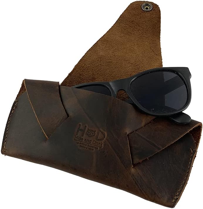 Hide & Drink, Foldable Sunglasses Case Handmade from Full Grain Leather - Eyeglasses Case