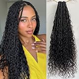 WAIW HAIR Crochet Boho Box Curls Pre-looped Crochet Braids Synthetic Braids with Human Hair Curly for Women Natural Color 14inch 1 Pack 40 Strands