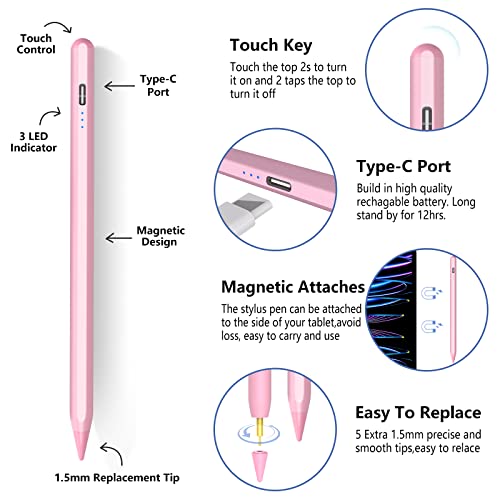 Image of TaIYanG iPad Stylus Pen for iPad 2018-2026, Palm Rejection, Fast Charging