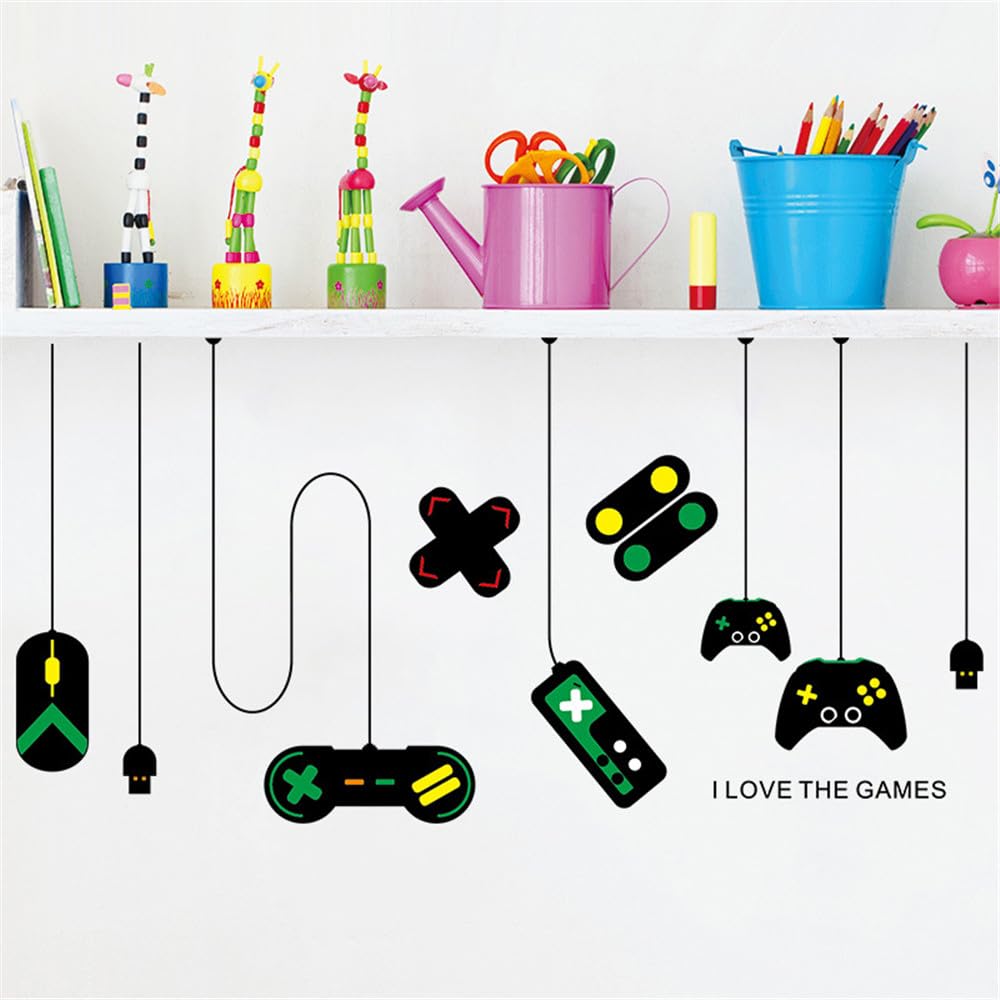 Naklejki ścienne na kontroler gier, 2 sztuki "Gamer Eat Sleep Game", "zrób to sam" naklejka na ścianę do pokoju męskiego i pokoju zabaw, odklejana, spersonalizowana dekoracja do gier (4)