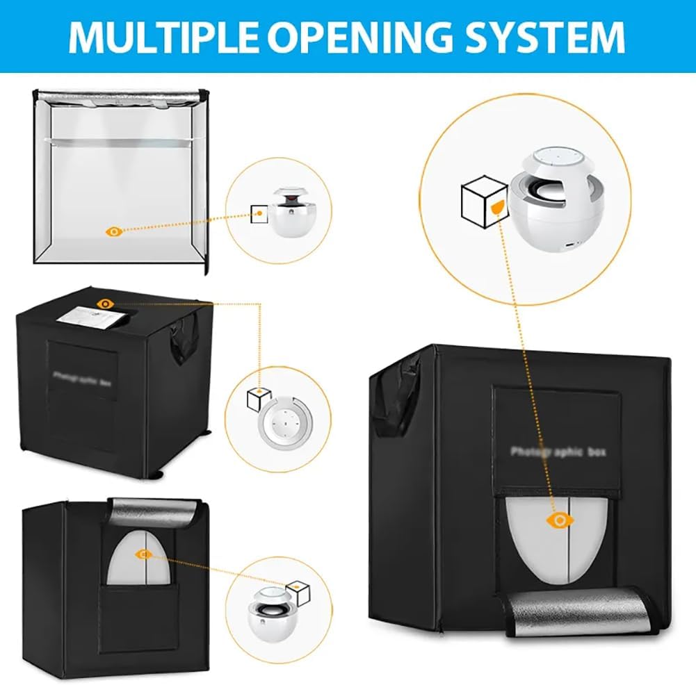Photography Light Box,Portable Softbox Photo LED Light Box,Portable Photo-Box Booth, with 3 Colors Background (80cm)
