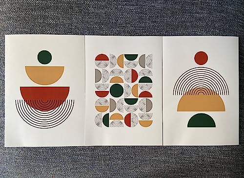Eviepops Prints Autumnal Geometric Set of 3 Unframed Wall Print, Abstract Geometric Shapes, Home Decor - Image 2