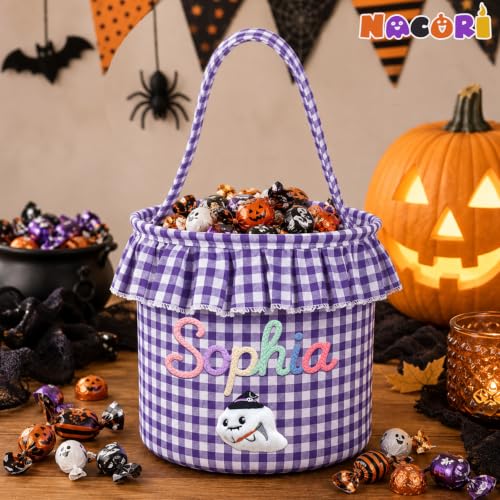 Image of Personalized Halloween Baskets for Kids Personalized Trick or Treat Bag