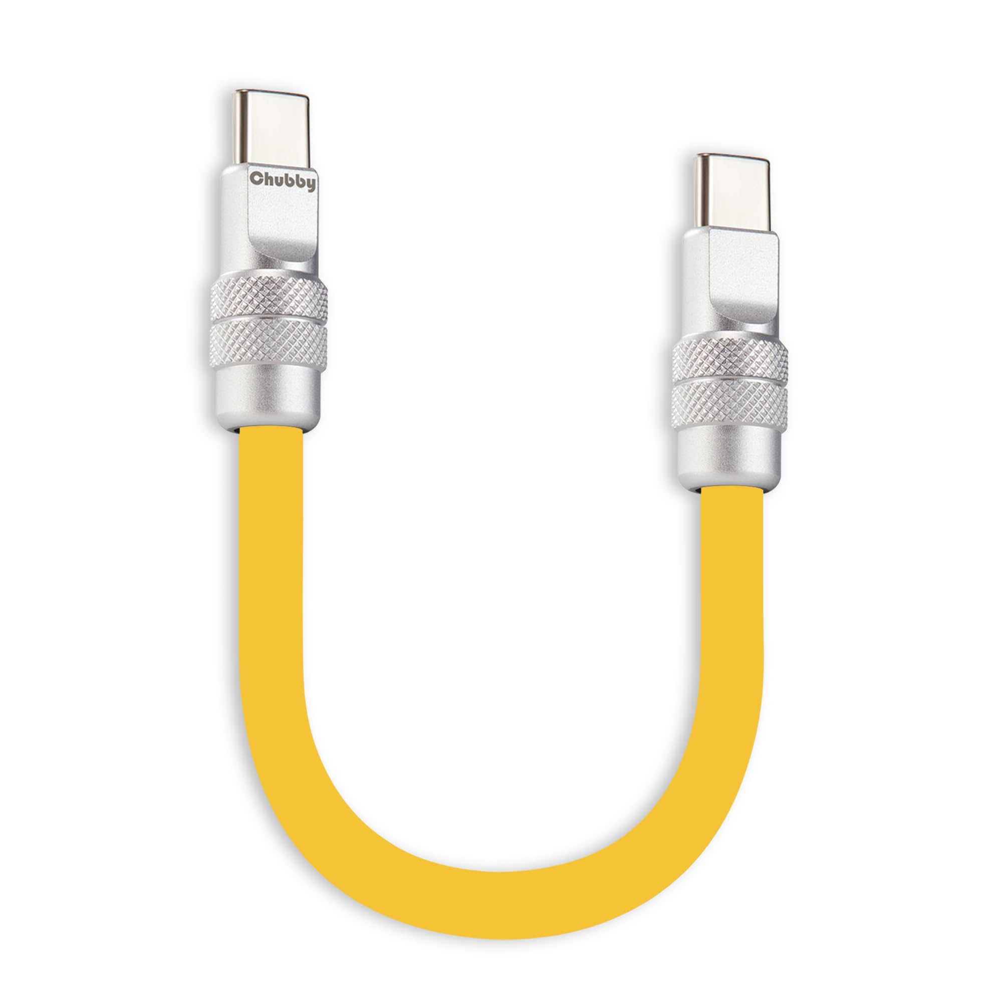 Cute Chubby - Power Bank Friendly Cable Durable Fast Charging Cord Short USB C Cable Phones Tablets Ultra-Thick Silicone Charger, Yellow, Type-C to Type-C, 0.82FT-image-18