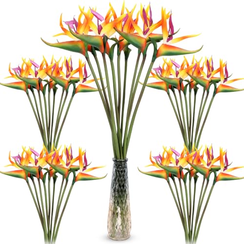 Hanaive Bird of Paradise - Ramo de flores artificiales hawaianas tropicales de 24 pulgadas de goma Strelitzia para el hogar, jardín, oficina, boda, interior y exterior, decoración de fiesta (40,