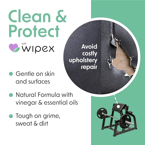 Image of Wipex Yoga Mat Cleaner Wipes, EWG Verified, 400 Ct Plant-Based Lemongrass, Eucalyptus & Vinegar Wipes for Gym & Fitness Equipment & All Purpose Gym Cleaning - Safe for Peloton Bikes & Treadmills