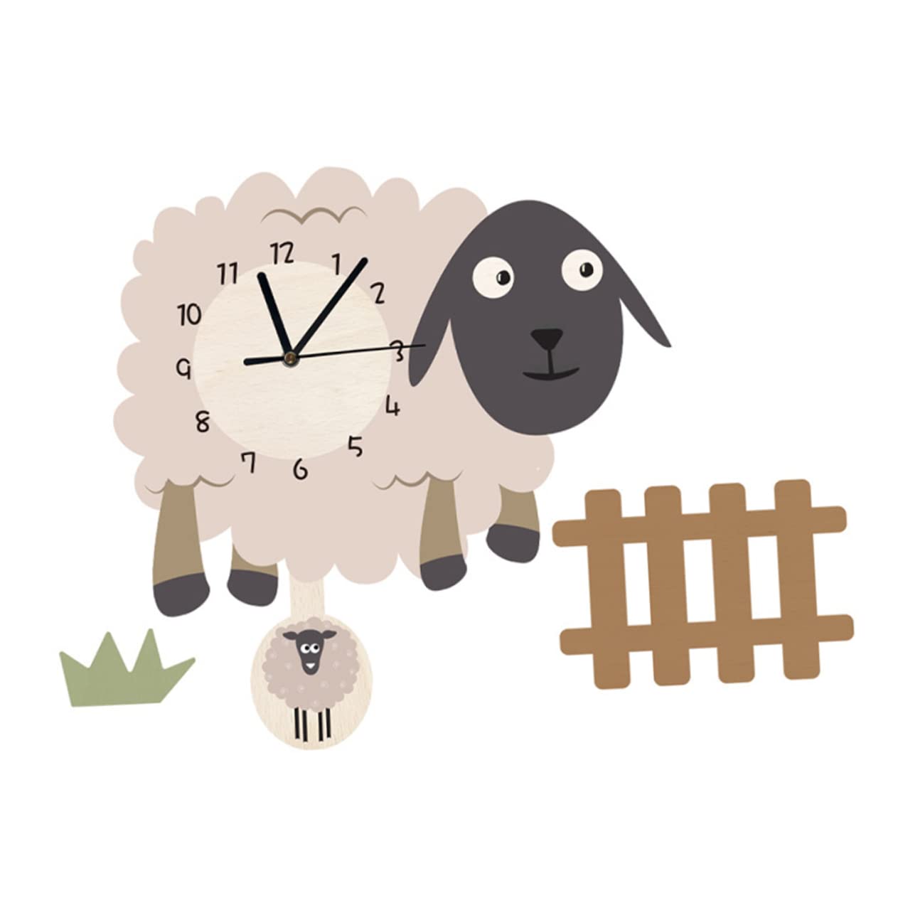 Horloge murale silencieuse mouton à balancier mécanique pour des nuits sans aucun bruit
