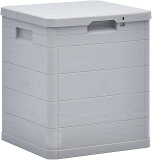 homiuse Garten-Aufbewahrungsbox 90 L Hellgrau Auflagenbox Gartenbox Aufbewahrungstruhe Gartentruhe Garten Wasserdicht Kissenbox Outdoor Wasserdicht Wetterfestem Abschließbar mit Holzoptik