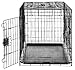 Amazon Basics Zusammenklappbarer Hundekäfig aus Metalldraht mit Bodenschale, Doppeltür, Schwarz, L 91 x B 58 x H 64 cm